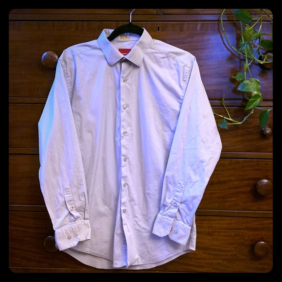 Alfani slim fit mens dress shirt, smoke blue color - Picture 2 of 12